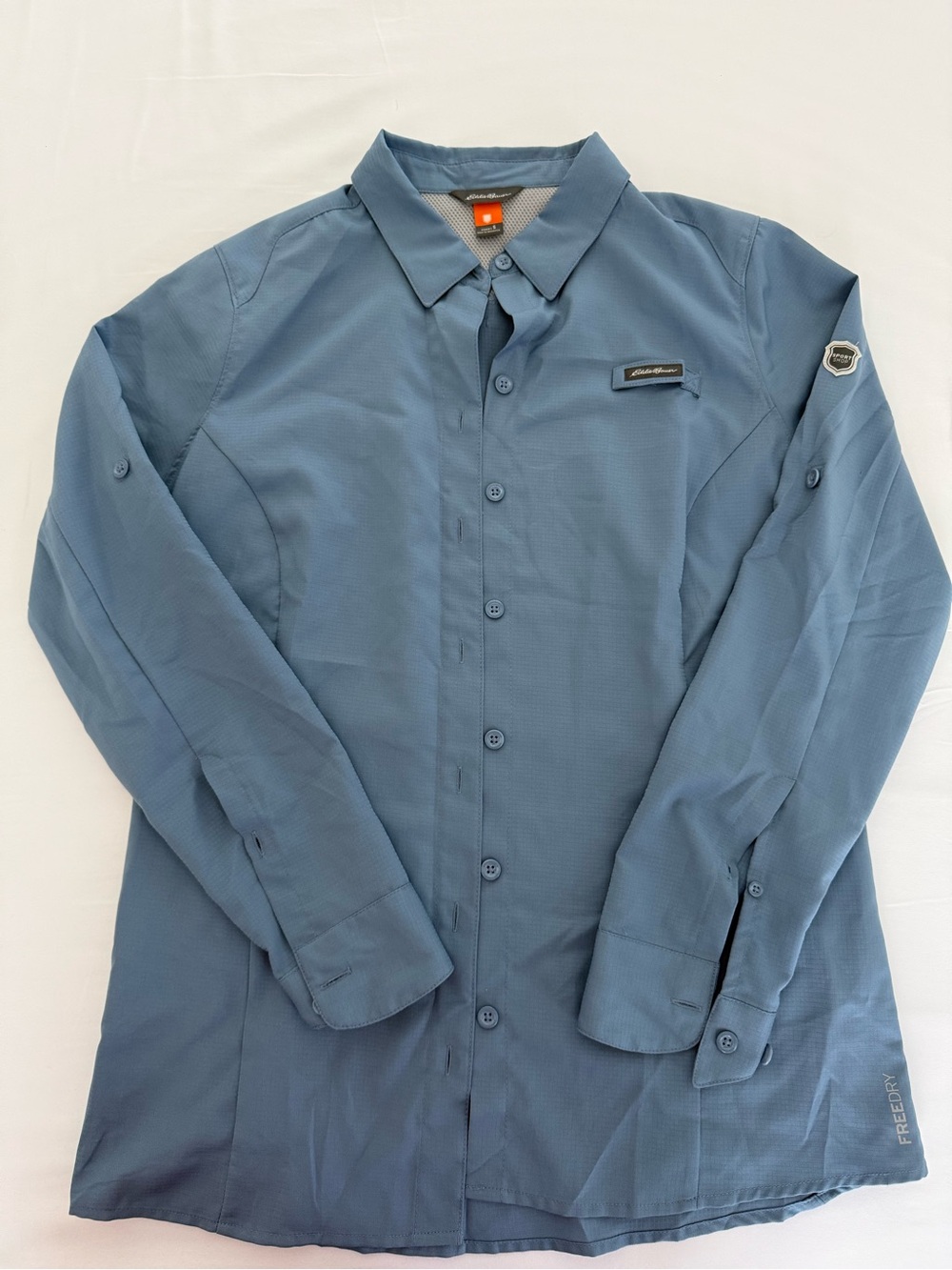 Eddie Bauer Dusty Blue Women's UPF 50+ Button-Up Shirt